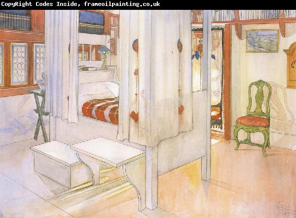 Carl Larsson My Bedroom Watercolor
